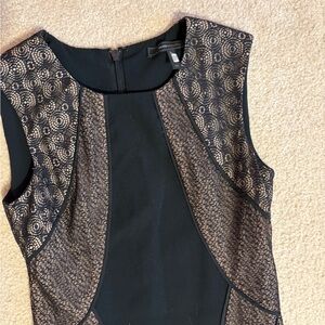BCBGMaxAzria Black and Brown Lace Midi Dress